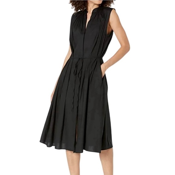 NWT Vince Black Sleeveless Shirred Band Collar Dress - Sz XS and Sz M - Picture 1 of 9